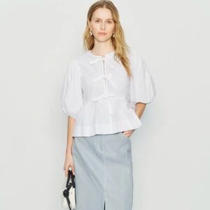Ganni Cotton Poplin Peplum Blouse